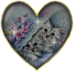 Serduszka obrazki - kotki dwa w serduszku kwiatkibhdfh.gif