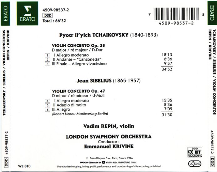 Tchaikovsky - Sibelius - Violin Concertos - Repin - London Symphony Orchestra - Krivine - back.jpg
