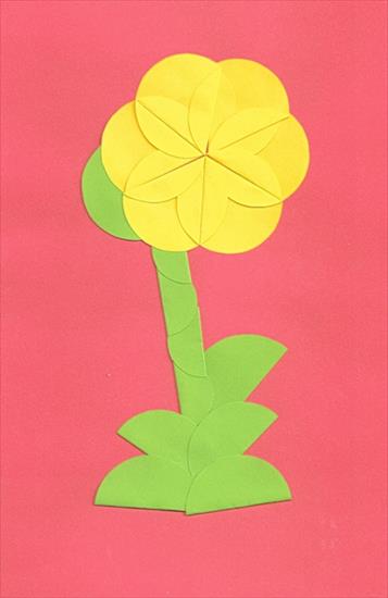 origami płaskie z koła - origami płaskie z koła - żółty kwiatek.jpg