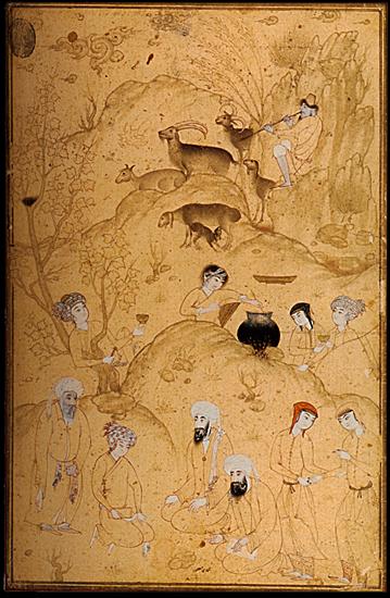 Perskie Miniatury XII-XVII - 1575  Repas champetre dans un paysage de montagne  Herat, Afghanistan.jpg
