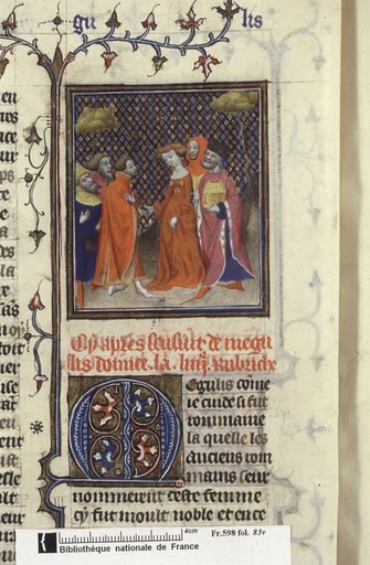inne - Juno fol. 11 and Megullia fol. 83v, De mulieribus claris BNF Fr. 598, fol. 11, beginning of the 15t.jpg