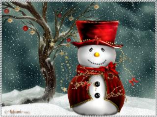 e-kartki - Boże Narodzenie - balwanek_w_czerwonej_pelerynie.jpg